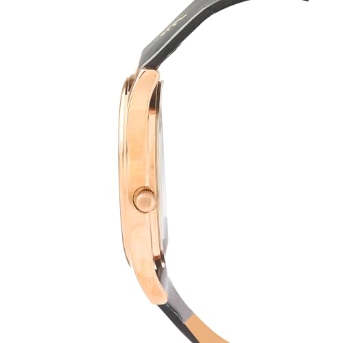 TEAL BY CHUMBAK Round Dial Analog Watch for Women|Lets Get Lost Collection| Printed Vegan Leather Strap|Gifts for Women/Girls/Ladies |Stylish Fashion Watch for Casual/Work, Black, One Size, Classic