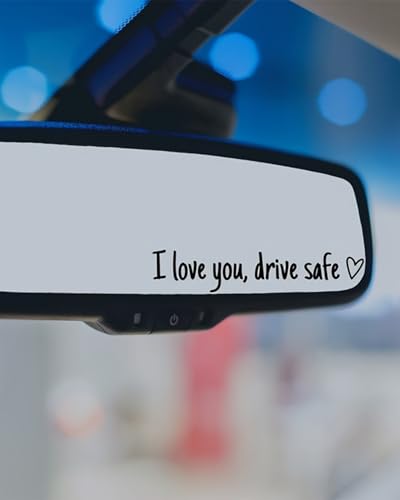 FUGLUS 6 pièces “I love you,drive safe” Autocollant pour rétroviseur de voiture en vinyle - Accessoire de fenêtre de voiture - Accessoire pour femme...