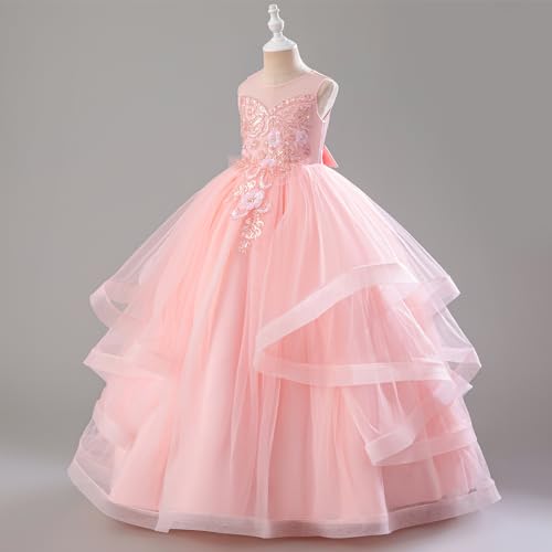 IDOPIP Sequin Flower Girl Dress for Wedding Pageant Tulle Ball Gown Prom Kids Princess Birthday Party Bridesmaid Maxi Dresses3