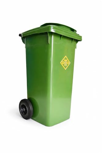 Image of OTTO Plastic Manual-Lift Garbage Waste Dustbin with Wheels 120 Ltr Green