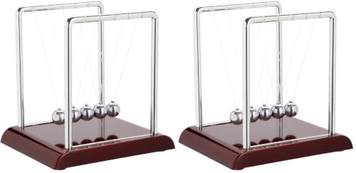 Image of Juvale Newtons Cradle Pendulum - 7 x 6 x 7 in, Silver Stainless Steel - Desk Decor & Office Decor for Men - Stress Relief Desk Toy - Science Teacher Gift & Physics Toy (Pack of 2)