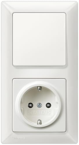 Kit double SIEMENS blanc titane avec prise de courant Schuko et interrupteur