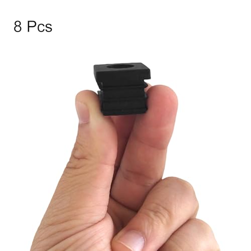 Image of uxcell 8Pcs Inserts for Square Tubes with M8-1.25mm Thread, for 0.87 inchx0.87 inch OD Square Tube, Black Plastic Plug Caster Insert Chair End Caps Furniture