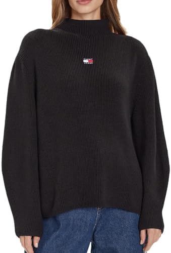 TOMMY HILFIGER TJW MOCKNECK BADGE SWEATER Kadın Kazak, Siyah, S - Görsel 1