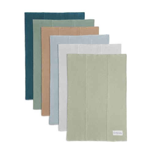 Image of Comfy Cubs Baby Burp Cloths Set (Pack of 6) - Large, 6-Layer, Ultra Absorbent 100% Cotton for Infant Spit-Up, Drool, and Messes - Soft, Gentle, Thoughtful New Born Baby Gifts, Multi Boy