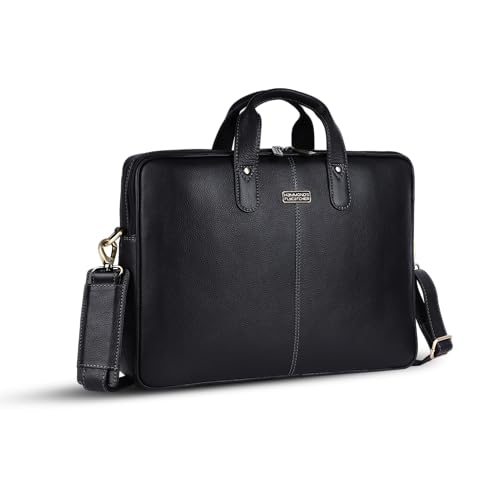 Genuine Leather Laptop Bag for Men, Padded 15.6