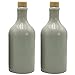 Produktbild 2 x Flasche Ölflasche 500 ml Keramik 2. Wahl Ölspender Weiß mit Ausgießer & Holzkappe