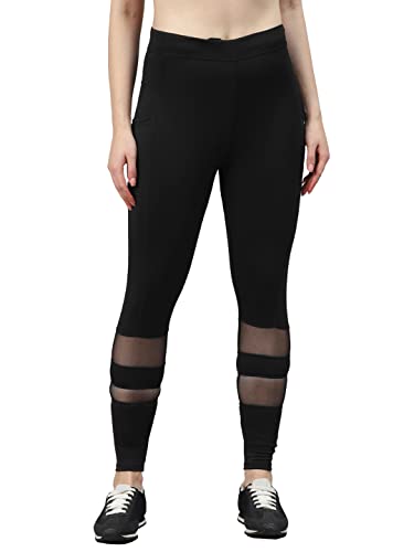 Image of BLINKIN Women's & Girl's Gym Wear Skinny Fit Mid Rise Tights Track Pant With Mesh Insert & Side Pockets : Ideal For Active Wear, Yoga & Workout - The Ultimate Gym Pants (6081)