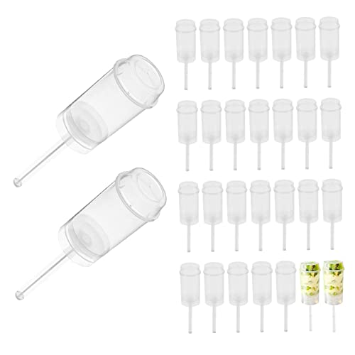 Push Up Cake Shooter Forma Redonda Transparente Porta Tartas Contenedores para Helado Postre 30PCS, push up shooter, contenedor, soporte, contenedor de helado