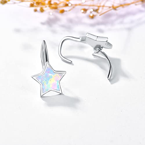 Opal Star Leverback Dangle Earrings 925 Sterling Silver Opal Star Drop Leverback Earrings Lucky Star Earrings Jewelry For Women #TOP5