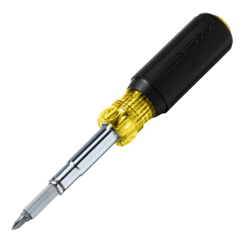 Image of Klein Tools 32500MAG Magnetic Multi-Bit Screwdriver / Nut Driver, 11-in-1 Multi Tool with 8 Bits, 3 Nut Driver Sizes, Cushion Grip Handle