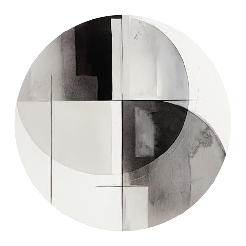 DEQORI Carta da parati rotonda autoadesiva Ø 80 cm | motivo doppia composizione | tela tessile – staccabile, decorativa e indeformabile – per soggiorno, ufficio, corridoio o cameretta dei bambini