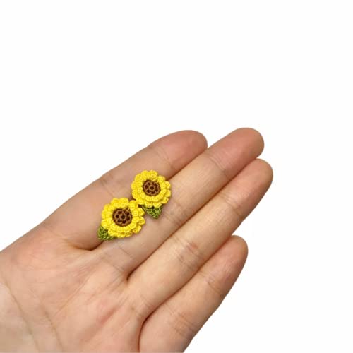 Cute Earrings Studs Handmade For Girls,Teens,Women,14K Gold Filled Post,Sunflower Earrings Perfect Christmas Gift (Sunflower Small) #TOP3