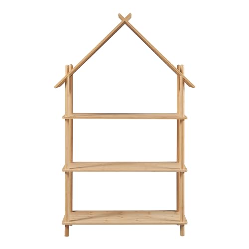 Miniatura 5 de En.Casa Librería Infantil Diseño En Forma De Casa Organizador De Juguetes Estantería Para Niños Con 3 Estantes Para Guardería Sala De Espera Bambú 137 X 90 X 30 Cm - Natural