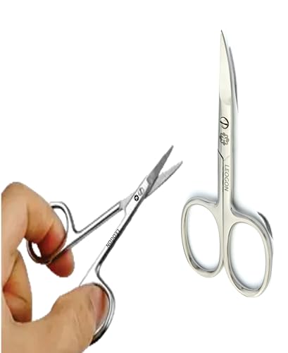 LEOGON Precision Curved Nail Scissors for Men & Women | Stainless Steel Eyebrow, Cuticle & Facial Hair Trimmer | Multipurpose Grooming Tool for Nails, Beard, Eyelash & Mustache with Storage Box