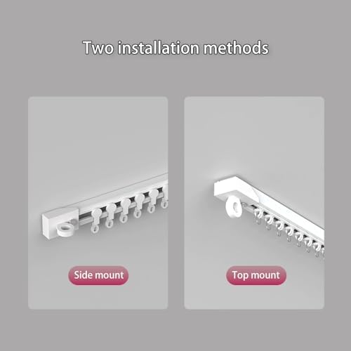 Self-Adhesive Ceiling Curtain Track with Silent Rollers - No Drill Room Divider Curtain Rod Set (150cm/4.9ft) for Smooth Sliding and Easy Installation