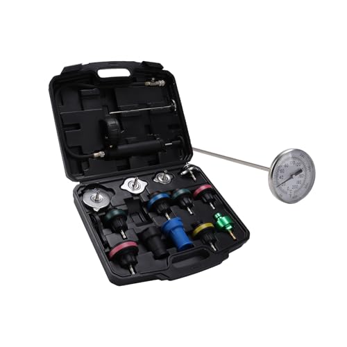 VAGNEUS 16 Pcs Universal Radiator Pressure Tester Kit Coolant Pressure Tester kit with 13 Radiator Adapters Precise Coolant Leak Detector for All Vehicle Cooling System