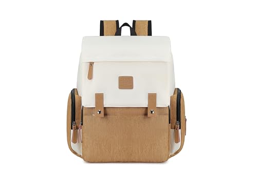Mochila Maternidade de Couro Impermeável com Gancho para Carrinho e Trocador, Bolsa Maternidade Luxo Grande Capacidade Multifuncional para Bebê Viagem LAND GRANDE AMOR LUXURY2.0 (Marrom Bege)
