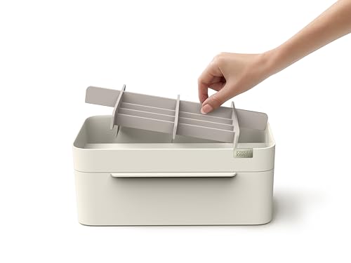 Joseph Joseph Viva Make-up-Organiser, groß, Kosmetik, entfernbarer Spiegel, zur einfachen Reinigung demontierbar, Beauty-Aufbewahrung mit Schublade, Muschelweiß