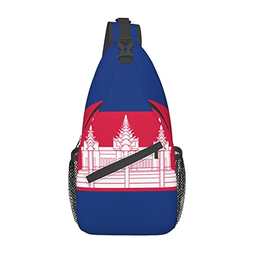 CUTEDWARF Cambodian-Flag Sling Backpack Unisex Fashion Daypack Cross Chest Bag Diagonally Hiking Rucksack