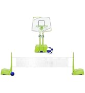 Equinox Outdoor Recreation Poolside Portable Basketball Hoop and Volleyball Combo, Outdoor Basket...