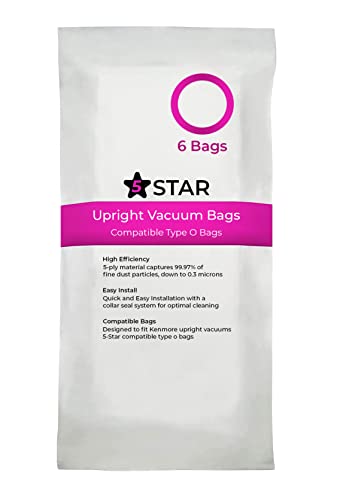 Monochrome 5-Star Compatible with Kenmore Type O Elite, Intuition, Progressive Upright Vacuum Cleaners. Replaces Part #'s 50105 5068 50688 50690 Style U. 6 Pack