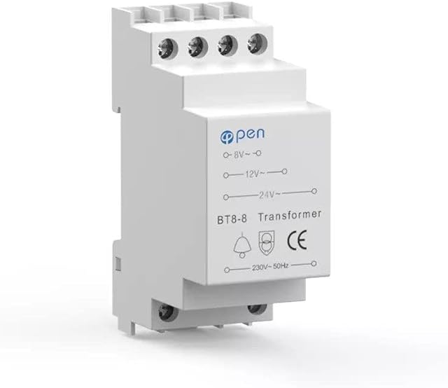 Door Bell Transformer. Suitable For Wired Doorbells & Compatible With Ring/Chime/Smart Door Bell. DIN Rail Mountable. Mains Converter 2-24V. No Need To Charge Batteries Anymore.