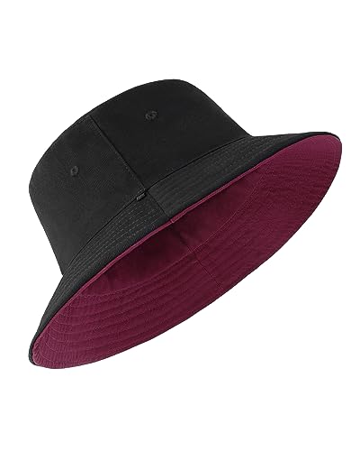 Image of XXL Oversize Bucket Hat Reversible, XL L M S Fisherman Sun Cap With Chin Strap, Travel Beach Outdoor Hat For Men Women