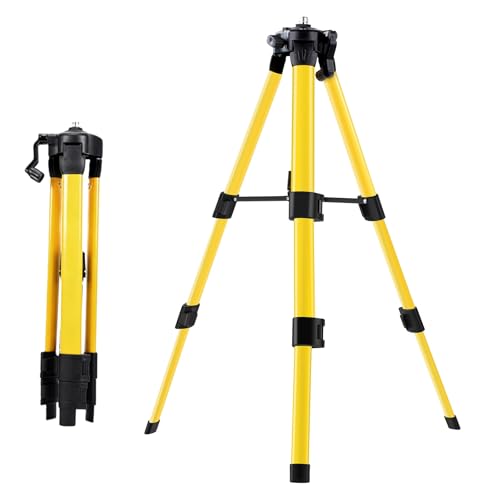 Uadme Trépied pour Niveau Laser, Support Réglable en Trois Sections, Trépieds Télescopique, 38 à 100cm de Hauteur, Filetage 5/8' pour les Appareils de Nivellement