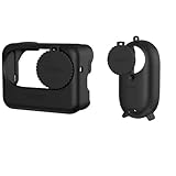 BTG Silicone Protective Cover with Lens Cap for Insta360 Go 3S Accessories Silicone Case Housing (Black)