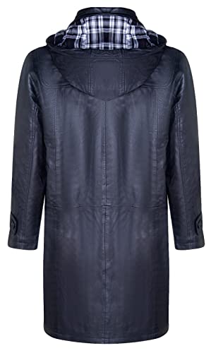 Men's Black Classic 3/4 Leather Duffle Coat3