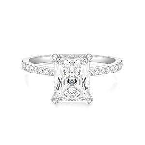 TIGRADE 4CT Engagement Ring for Women Radiant Cut Cubic Zirconia Wedding Band CZ Promise Anniversary Ring Size 3-11