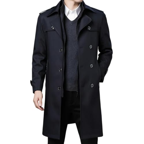 Gabardina elegante hombre doble botonadura para oficina y viajes de invierno