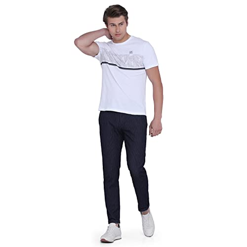 Image of Blackberrys Men Navy Vertical-Stripes Trousers