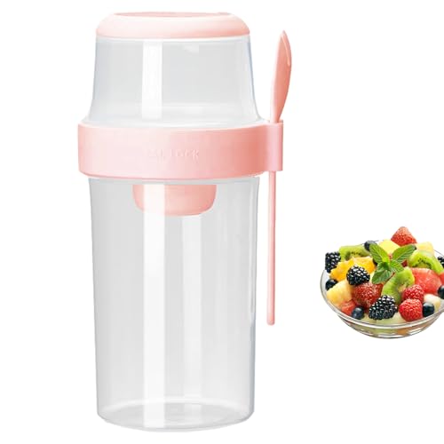 Contenedores de almacenamiento de cereales – Recipiente de cereales resistente al derrame y resistente al agua con compartimento de leche, cuenco portátil para almacenamiento de alimentos, plástico