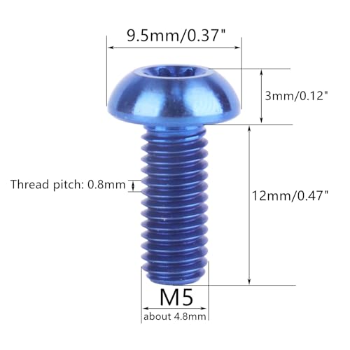 Image of 4PCS Titanium M5 x 12mm T25 Torx Head Bolt Screw (Blue)