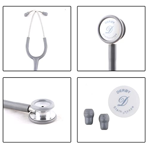 Image of Dr. Tech Classic II SS Stethoscope Heart Beat Monitoring Chest Piece Medical Instrument for Doctors, Nurses (Gray)