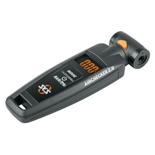 SKS GERMANY AIRCHECKER Digitaler Luftdruckprüfer (Fahrradzubehör, Reifendruckprüfer mit Ablassfunktion und Echtzeitmessung, Duo-Kopf für AV/SV Ventile, max. 10 bar / 144 PSI), schwarz