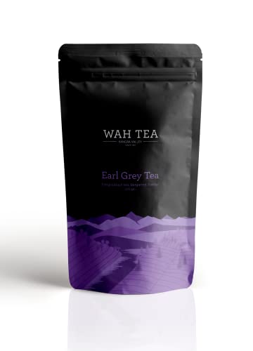 Image of Wah Tea Earl Grey Loose Leaf Black Tea - Infused with Natural Bergamot Oil | Classic English Breakfast Blend | Citrusy, Aromatic & Fragrant | Premium Full Leaf Brew | 100g