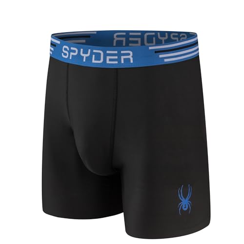 Spyder Mens Boxer Briefs 4 Pack Poly Spandex Performance Underwear/Bonded Hem Boxer Briefs4
