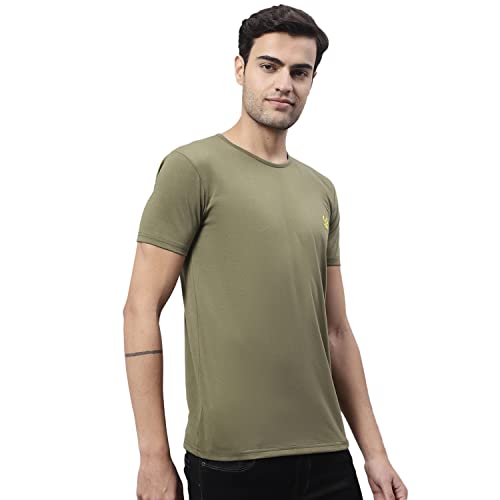Image of Mack Jonney Men Round Neck Cotton Solid Regular Fit T-Shirt-T Anthraa 01-P