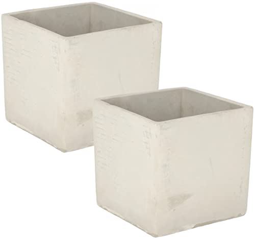 KOTARBAU® 2 x Macetas cuadradas de hormigón de 17 cm, Tiesto para plantas, Macetero de cemento para interiores, Diseño Minimalista, industrial, Maceta de piedra, Estilo moderno, Maceteros para plantas