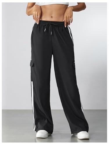 SOLY HUX Women's Cargo Sweatpants Wide Leg Baggy Parachute Pants Y2K High Waisted Track Pants Streetwear4