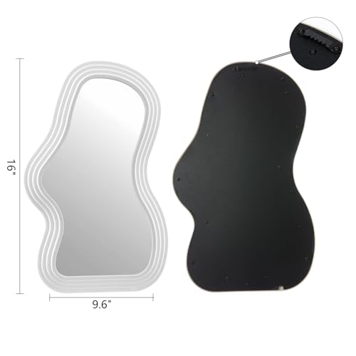 Miroir mural irrégulier blanc 40x24 cm pour décoration de table