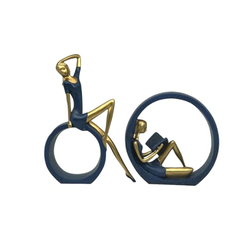 Image of NOSCOMP Reading & Dancing Girl Statuettes Set of 2 - Resin Figurines for Home Decor, Living Room, Study, Art Display - Sitting & Reading Posture - Modern Yoga Decoration, Unique Gift for Art Lovers