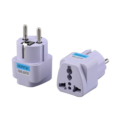 Flintronic 4 Piezas Adaptador Enchufe Europeo, Compacto, Fácil de Transportar y Usar, para Europa España Francia Alemania Italia Austria., etc