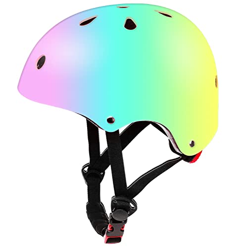 Kids Helmet, Color Gradient Skateboard Helmet for 3-5-8-14 Years Kids Girls Boys Youth Bike Helmet for Cycling Scooter Roller Skate Bicycle Rollerblading Skating