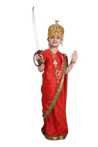 Kaku Fancy Dresses Devi Durga Red Saree For Girls | Ready To Wear Saree | Mythological Godess Costume With Accessories