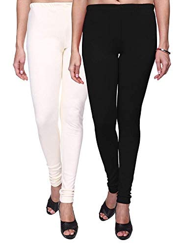 My Style EtailingMy Style Womens Cotton Lycra Stretchable Churidar Leggings Combo Pack of 2 (Free Size Fit to Waist Size 28 Inch to 36 Inch)