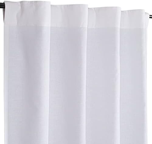 White Cotton Curtains Set Of 2, white cotton curtains 50x63 inch -Slub Textured,cotton curtains,tab top curtains,white cotton curtains,white panel curtains,cotton duck curtains,tab top curtains